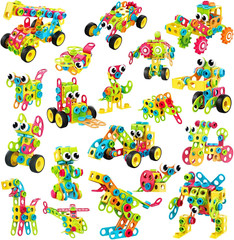 195 PCS Construction Building Blocks Building Sets Kids Toys with Storage Box