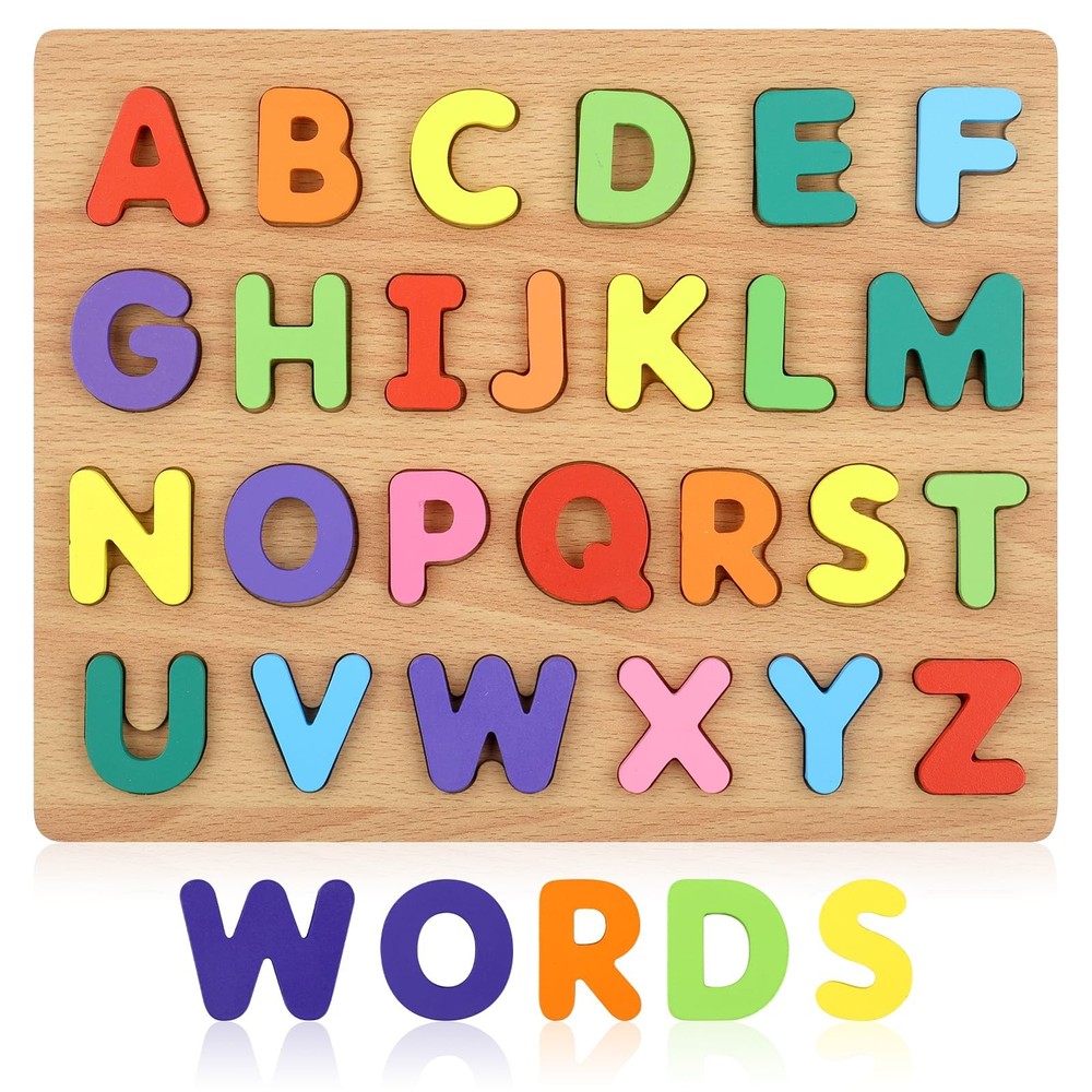 Alphabet Puzzle, Wooden Puzzles for Toddlers 3 4 5 Year Old, ABC Letter Puzzl…