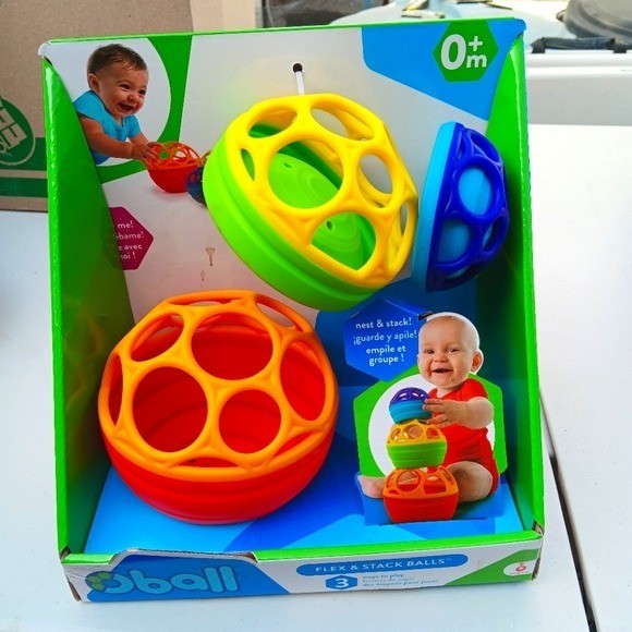 Oball Flex & Stack Balls 3 Piece Nesting Stacking Sensory Toy Set Multi 0m+
