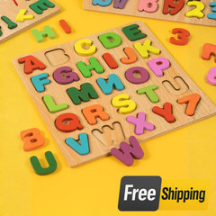 Alphabet Wooden Colourful Puzzle Educational Learning Toy Montessori Teaching US