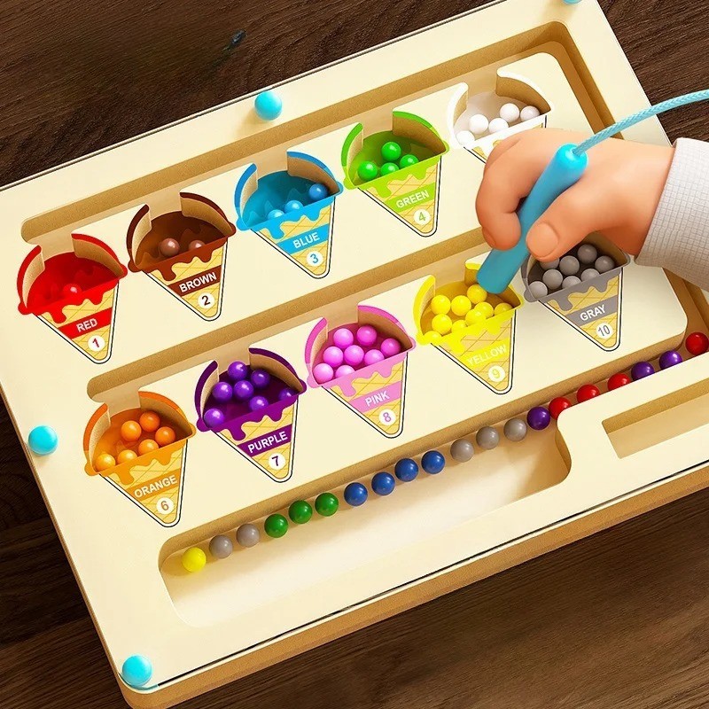 Montessori Wooden Color Sorting Toy Fine Motor Skills Educational Toddler Learni