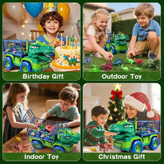 22 in 1 Toddler T-Rex Dinosaur Truck Toy Set for Kids Boys 3-5 5-7, Tyrannosauru