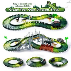 268 PCS Race Tracks Dinosaur Toys for Kids 3-5, Glow in The Dark Magic Toy Se…