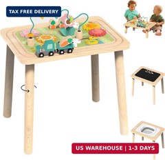 Himold Activity Table for Kids 6-36 Months, 9 in 1 Wooden Montessori Toys with B