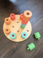 Lovevery Wooden Stacking Pegboard Adventurer Play Kit for 16-18 Months