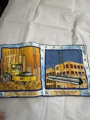 Busy Builders Soft Cloth Book 10in Handmade Cotton Construction Trucks Kids