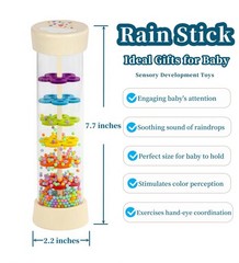 Rainmaker Rain Sticks, Montessori Baby Toys for Babies 6-12 Months, 7.7″ Wood…