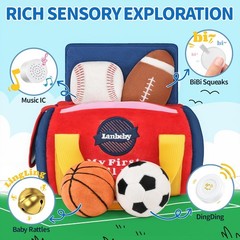 Baby Toys Fabric Sensory Balls Musical Mirror Sports Bag Gift 0-12M