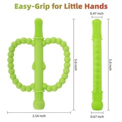 Fu Store Hollow Teether Tube 5 6 Piece Set, Green, Blue, Pink, Yellow, Purple