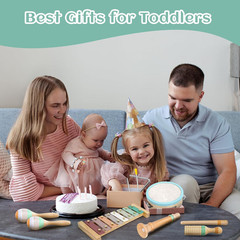 Kids Musical Instruments Set, Neutral Colors Wooden Montessori Toys | Percussion