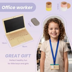 Wooden Pretend Play Home Office Set for Kids,10Pcs Office Playset with Wooden To