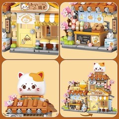Non-Toxic 923PCS Lucky Cat Building Set – Openable Taiyaki Shop Adventure
