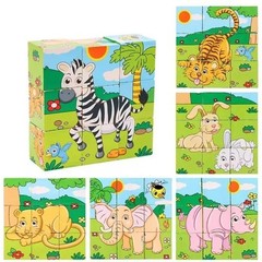 Wooden Six-Side Jigsaw Puzzles for Baby Kids 3 4 5Years Old Color Shape
