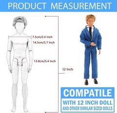 12 Items Doll Clothes for Boy Shoes Casual Wear Dolls Pants