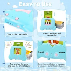 Toddler Toys Talking Flash Cards 224 Sight Words Pocket Speech for Toddlers Blue