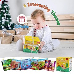 Soft Cloth Book for Baby Infant Toddler Kids 6-Pack Crinkle Squeaky Washable Non