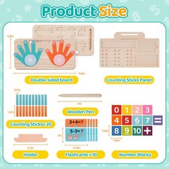 Montessori Math Learning Toy – Number Blocks, Counting Sticks, Tracing Board …