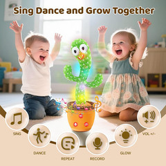 SANJOIN Dancing Talking Cactus Toy for Toddlers 18 Months+, Repeats What You Say