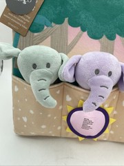 Demdaco Rattle & Play Pals Elephant Purple & Yellow w/Handle 11 x 11 Stand up