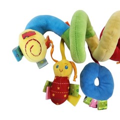 Multicolor Plush Spiral Activity Stroller Car Seat Toy Frog Ladybug Sensory Toy