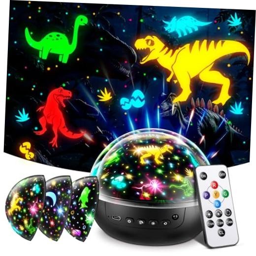 Staryou Dinosaur Toys for Kids 3-5, 【Remote+3 Films+93 Effects】 Dinosaur Black