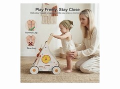 Wooden Baby Walker with Wheels, Baby Push Walker Activity Center for Babies 1…