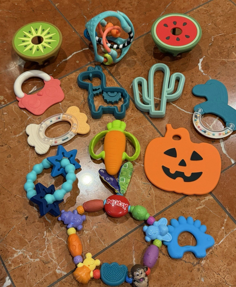 LA SOFIE FAT BRAIN HUDSON ITZY RITZY INFANTINO SASSY NUBY TEETHER RATTLE LOT 20