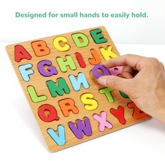 Wooden Puzzles Alphabet Number Shape Educational Pack of 3 ABC Ages 3-5