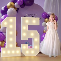 Marquee Numbers 15th-Birthday Large Decorations: 4ft Light Up Numbers 15 Birt…