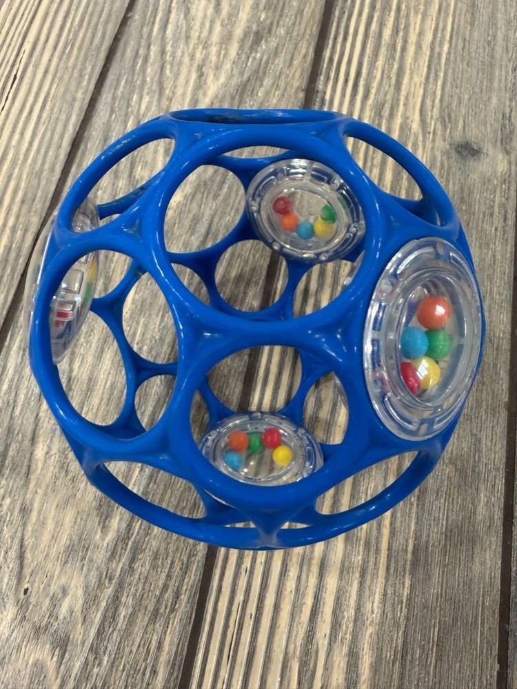 O Ball Blue Baby Toy With Rattling Beads & Open Design For Easy Grip