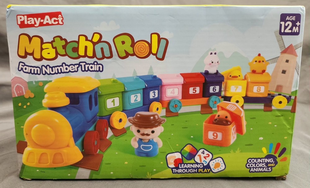 NEW MATCH’N ROLL FARM NUMBER TRAIN Toy Kids 12+M Counting Matching Sorting