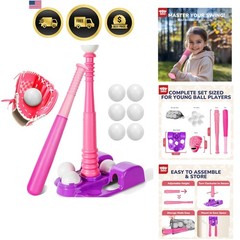 T Ball Set for Kids 3-5 5-8, Toddler Baseball Set for Girls, T Ball Stand Set…