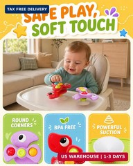 3PCS Dinosaur Suction Cup Toys for 1 Year Old Boys Girls | Sensory Baby Bath Toy