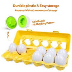 Montessori Geometric Eggs,12 pcs Set Color & Shape Egg Puzzle Toys Matching E…