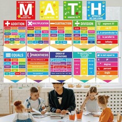 Fankya 16PCS Math Posters for Classroom Math Bulletin Board Set periodic tabl…