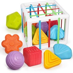 LiKee Montessori Toys for 1 Year Old, 6pcs Multi Sensory Shapes, cube