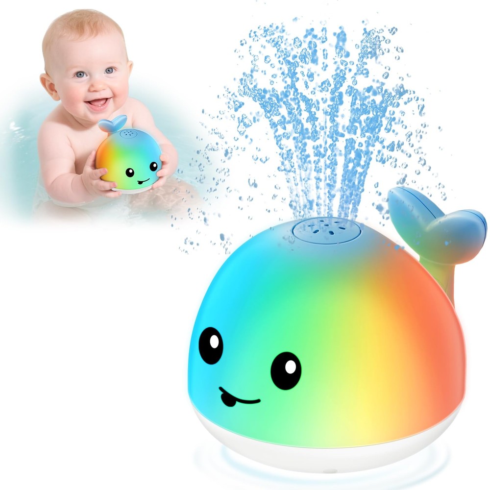 Baby Bath Toys, Light Up Whale Toy 4 inches x 4 x 4 inches, Blue