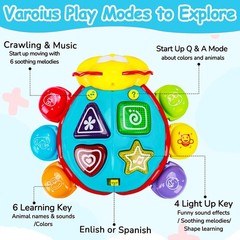 Baby Crawling Toys 6-12 Months, Musical Light Up Tummy Time Toy for Infant 0-6 7