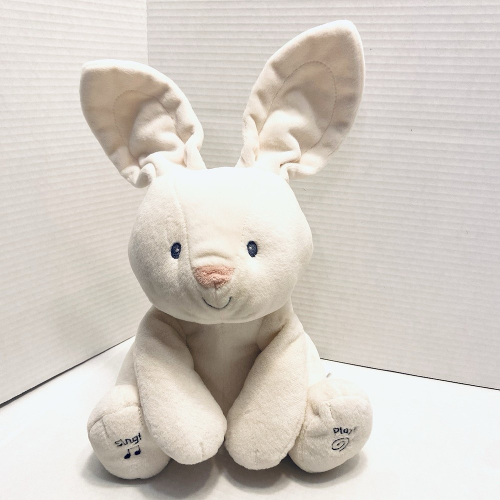 Gund The Bunny Animated Plush Stuffed Animal Baby Flora Plays Peek A Boo 12in