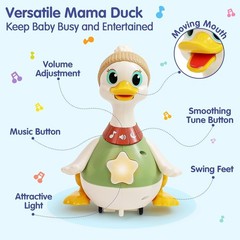 Baby Toys 6-12 Months Musical Dancing Duck Toy Set with Mama and Babys Tummy…