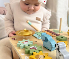 Wooden Baby Activity Table Bead Maze Xylophone Shape Sorter Learning Toy