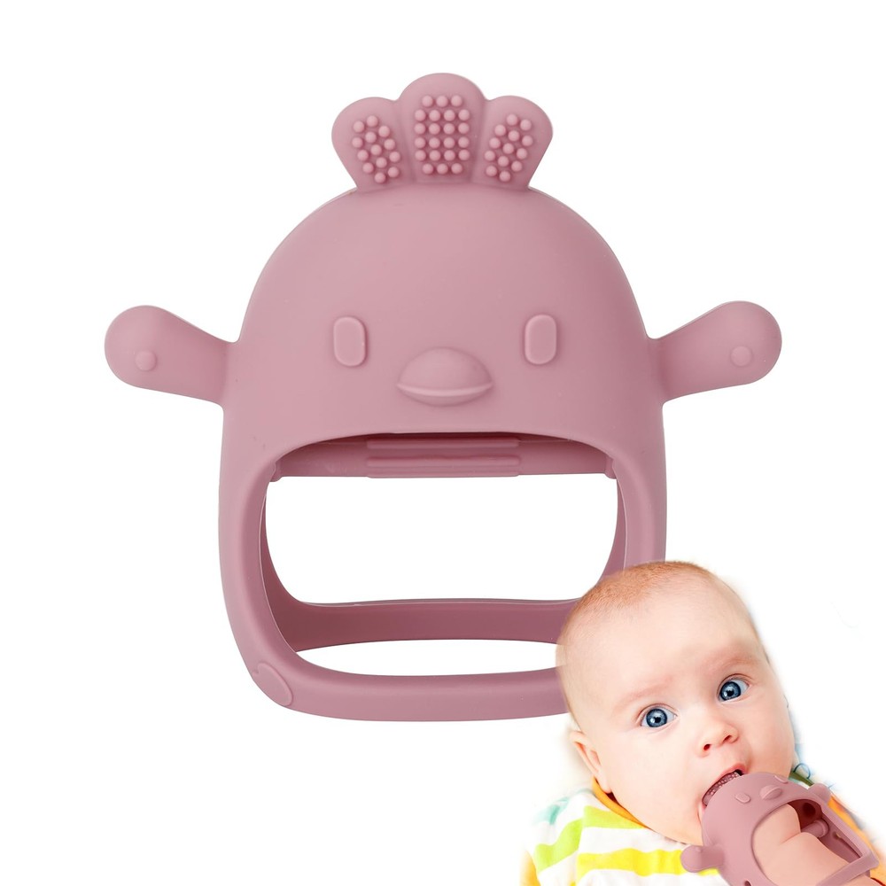 Socub Silicone Baby Teether Toys for Infants 3-6 6-12 Months, BPA Dark Pink