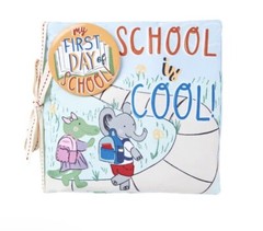 Mud Pie Preschool Cloth SCHOOL IS COOL Book With 1st Day Pin For Ages 3 & Up