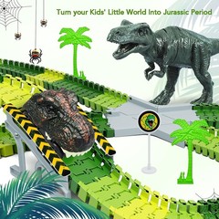 Interactive Dinosaur Toys: 252-Piece Race Track with Battery-Powered Cars
