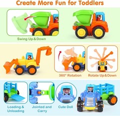 Colorful Friction Powered Construction Vehicles Set – 4PCS Educational Toy