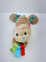 Infantino Go Gaga Brown Monkey Teether Plush Wooden Stroller Crib Baby Toy