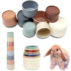 8 Pcs Stacking Cups for Rabbits, Bunny Toys, Bunny Stacking Cups to Play with…