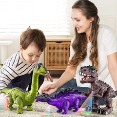 3 Pack Walking Dinosaur Toys with Sound Light Up Brachiosaurus Stegosaurus