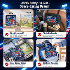 Magnetic Blocks Boys Travel: 48PCS Racing Travel Set with Iron Box | 2-In-1 Trav