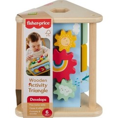 Fisher-Price Wooden Activity Triangle, 3-Sided Fine Motor Toy, Baby & Infant 6M+